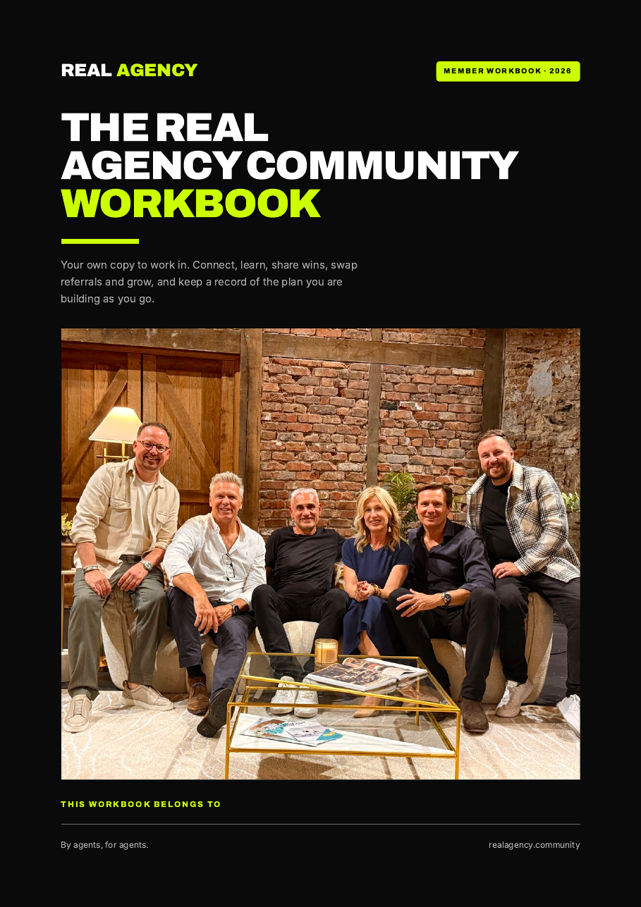The first page of the Real Agency workbook